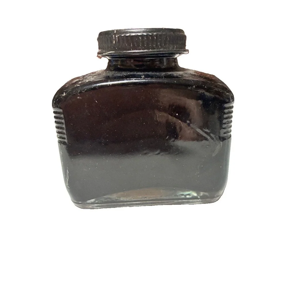 VTG Parker Super Chrome Ink, Jet Black, Glass‎ Bottle-EMPTY.